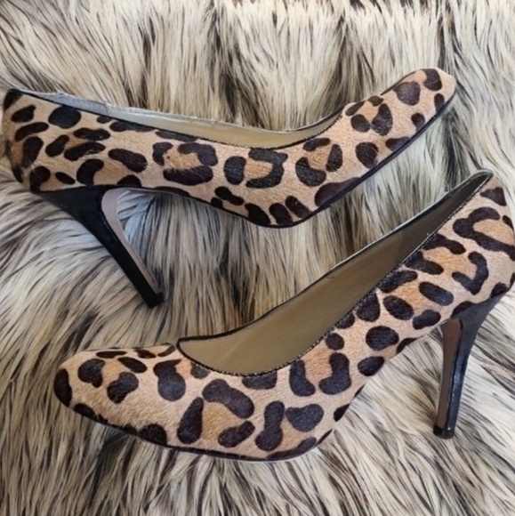 MAX STUDIO LEOPARD PRINT PONY HAIR HEELS SZ 9 - Picture 1 of 14